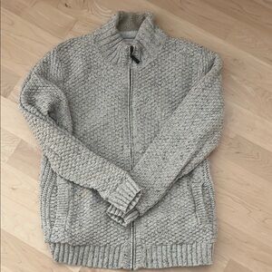 Men's Textured Zip-Up Sweater - Gray